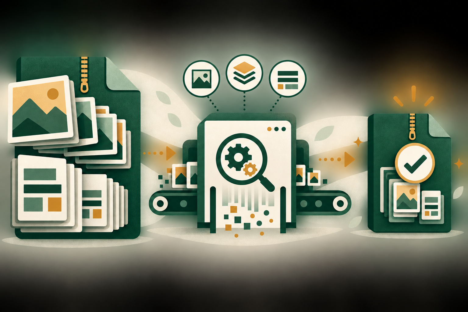 EPUB preflight illustration showing image and package checks before Kindle delivery.